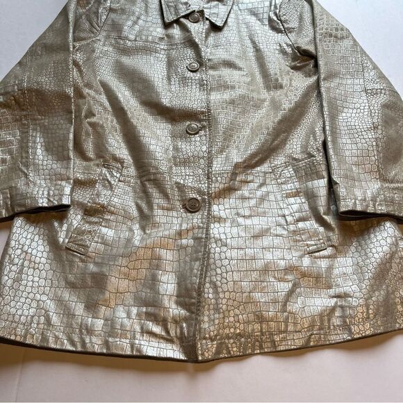 Irvine Park Women's Leather Coat Textured Cream Color Size Large - Picture 6 of 10